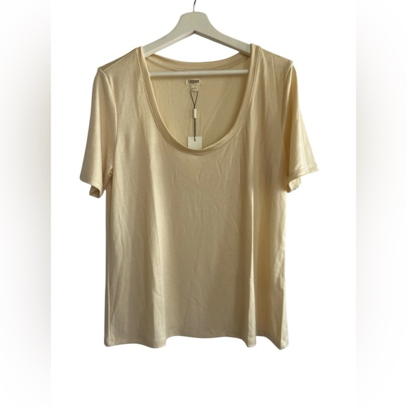 L'AGENCE Tan beige Short Sleeve Relaxed T-Shirt XXL NEW - Picture 1 of 14
